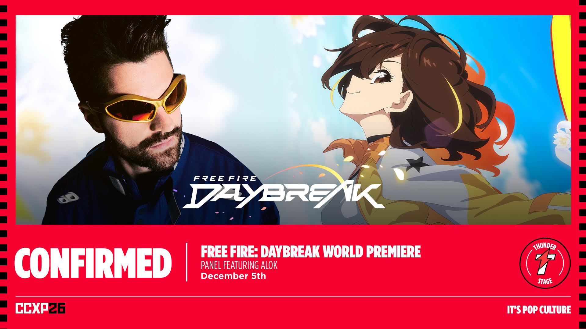 CCXP26 anuncia estreia mundial do primeiro episódio de Free Fire: Daybreak e show de Alok